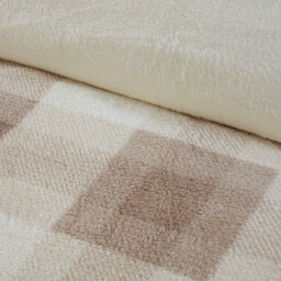 Teddy Fleece Check Duvet Set - Natural / Double - thumbnail 2