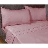 "SleepND Percale 180 Thread Count Polycotton Plain Fitted Sheet (16"" Box) - Soft Pink / Superking"