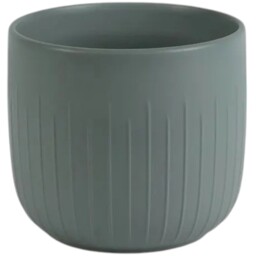 Ribbed Matte Ceramic Indoor Plant Pot - Grey - thumbnail 2