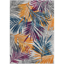 San Marino Modern Living Room Area Rug - Low Pile Leaf Design Muti Coloured - Multi Coloured / 170cm - thumbnail 3
