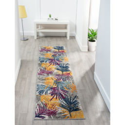 San Marino Modern Living Room Area Rug - Low Pile Leaf Design Muti Coloured - Multi Coloured / 170cm - thumbnail 2