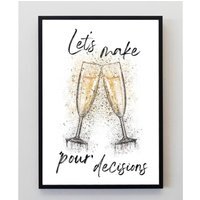 Let's Make Pour Decisions Print - Gold / 29cm