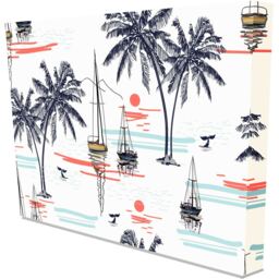 Beautiful Tropical Coconut Palm Trees Wrapped Canvas Graphic Art - Blue / 101cm / 127cm - thumbnail 2