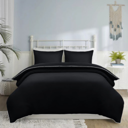 Piping Duvet Cover Set - Black / Queen - thumbnail 3