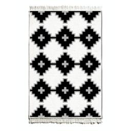 The Mia Blanc And Noir Kilim Rug - 180 cm x 120 cm - Black and White - thumbnail 3