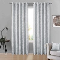 Chrissy Jacquard Lined Eyelet Curtains - Grey / 114cm / 183cm