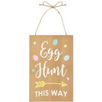 Egg Hunt This Way Wooden Sign - Natural