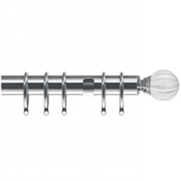 35mm Fixed Length Metal Curtain Pole Set Chrome Segmented Ball Finial - Chrome / 85cm - thumbnail 2