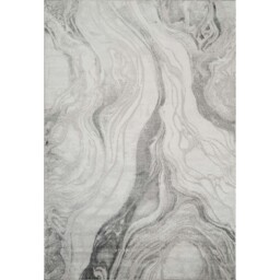 Novu Modern Abstract Action Living Room Area Rug Metallic Sheen- Stream Grey - Grey / 170cm - thumbnail 5
