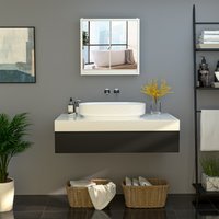 HOMCOM Wall Mount Mirror Cabinet Storage Bathroom Cupboard - White - thumbnail 1