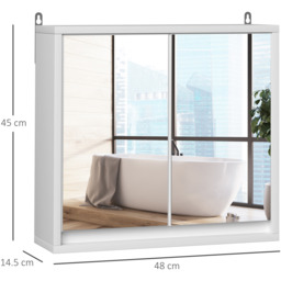 HOMCOM Wall Mount Mirror Cabinet Storage Bathroom Cupboard - White - thumbnail 2