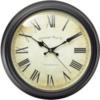 Robello 36cm Dia Black Lined Rim Wall Clock - Black