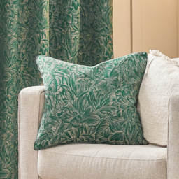 Grantley Jacquard Piped Cushion - Emerald / Feather - thumbnail 3