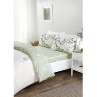 Shadow Floral Duvet Cover Pillowcase  Fitted Sheet Set - Green / King - image 1