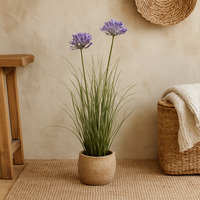 Purple Agapanthus Artificial Plant Plastic Pot Not Included - Green - thumbnail 1