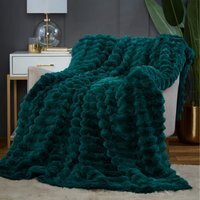 Chunky Ribbed Plush Throw Blanket Ultra-Soft and Cozy (150 x 200 cm) - Racing Green