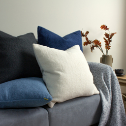 Malham Plain Fleece Cushion - Wedgewood / Polyester - thumbnail 2