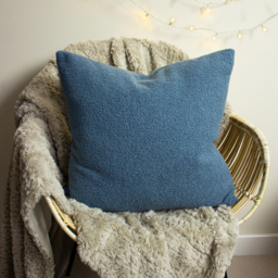 Malham Plain Fleece Cushion - Wedgewood / Polyester - thumbnail 4