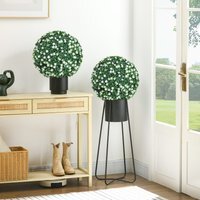 HOMCOM Set of 2 Artificial Topiary Balls - White