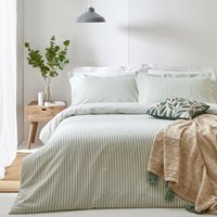 Hebden Striped Duvet Cover Set - Eucalyptus / Single - thumbnail 1