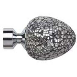 28mm Fixed Length Metal Eyelet Curtain Pole Set - Alexia Finial - Chrome / 270cm - thumbnail 3