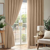 Chenille Blackout Pencil Pleat Top Curtains - Beige / 117cm / 229cm