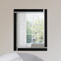 MirrorOutlet Aston Black Double Bevelled All Glass Mirror 68 x 58cm - Black - thumbnail 3