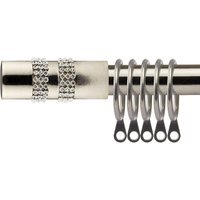 16-19mm Sparkle Extendable Durable Metal Curtain Pole Set - Brushed Silver / 120cm