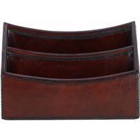 Leather Dual Compartment Letter Holder - Chestnut - image 1