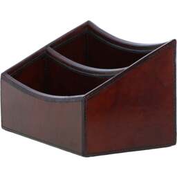 Leather Dual Compartment Letter Holder - Chestnut - thumbnail 3