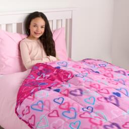 Kids Heart Print Weighted Blanket Sensory Throw - Purple - thumbnail 4