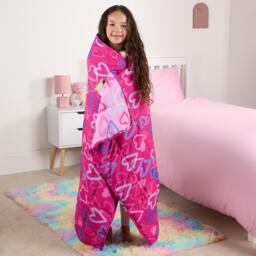 Kids Heart Print Weighted Blanket Sensory Throw - Purple - thumbnail 5