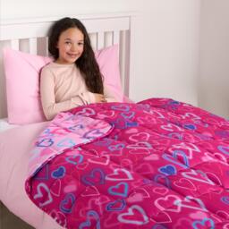 Kids Heart Print Weighted Blanket Sensory Throw - Purple - thumbnail 3