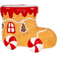Ceramic Gingerbread Boot Christmas Planter - H11.2cm