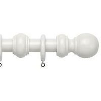 Complete Wooden Curtain Pole Set - White / 240cm