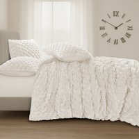 Soft Chunky Popcorn thermal Warm Teddy Reverse Duvet Set Cream - Super King size
