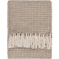 Lorne Waffle Fringed Throw - Biscuit