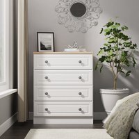 Norfolk Ready Assembled 4 Drawer Chest - White Ash & Bardolino Oak - image 1