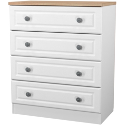 Norfolk Ready Assembled 4 Drawer Chest - White Ash & Bardolino Oak - thumbnail 5