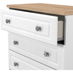 Norfolk Ready Assembled 4 Drawer Chest - White Ash & Bardolino Oak - thumbnail 3