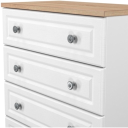 Norfolk Ready Assembled 4 Drawer Chest - White Ash & Bardolino Oak - thumbnail 2