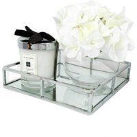 Decorative Square Silver Chrome Mirrored Tray Candle - SILVER - image 1