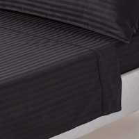 330 Thread Count Egyptian Cotton Flat Sheet with Satin Stripes - Black / Superking