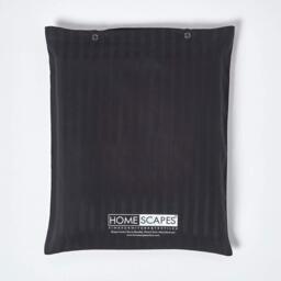 330 Thread Count Egyptian Cotton Flat Sheet with Satin Stripes - Black / Superking - thumbnail 3