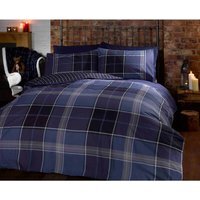 Argyle Checks Cotton Duvet Set With Pillowcase - Blue / Double
