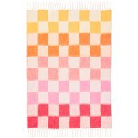 Maisie Checked Tasselled Throw - Aqua/Blossom - image 1