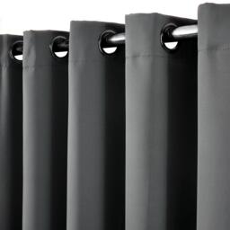 Plain Blackout Thermal Eyelet Curtains  - Grey / 182cm / 167cm / 38cm - thumbnail 3
