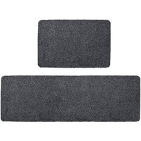 JVL Tanami Barrier Mat and Runner - Charcoal - Charcoal / LatexCotton / 50x150cm