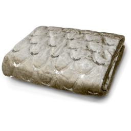 Luxury Crushed Velvet Sequin Stitched Throw Blanket - Beige - thumbnail 3