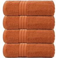 Pack of Cotton Bath Towels - Burnt Orange / 115cm / 4 - image 1
